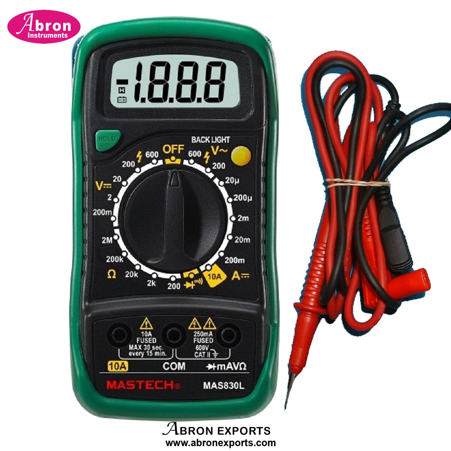 Digital Multimeter Digital ACV 200mV600V DCV 200mV-600V Resistance 200R-2MOhms Current 20ua-10A Diode Probe Abron AE-1313M83